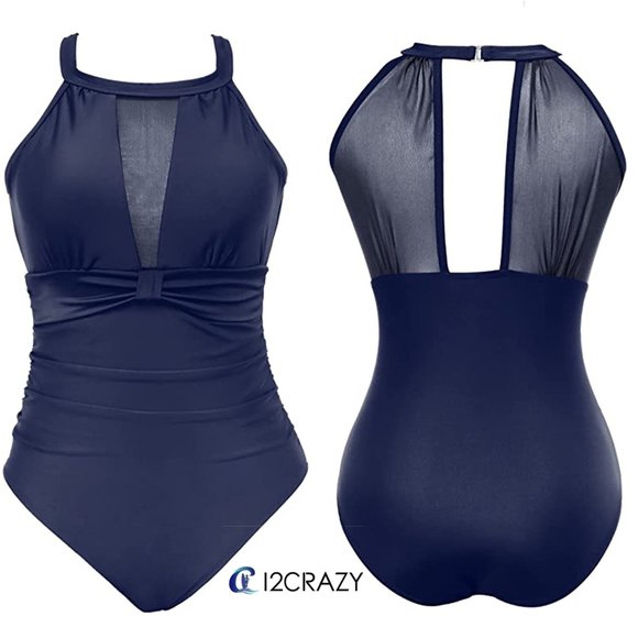 I2CRAZY High Neck Plunge Mesh Ruched Swimsuit  🏝️  NEW WITH TAG!!! - Picture 8 of 15